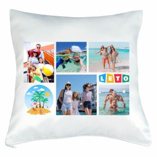 Vankúš s fotkou rámik LETO koláž 40x40 cm FOTOpošta