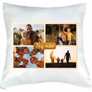 Vankúš s fotkou rámik NAJ OCKO hnedý koláž 40x40 cm FOTOpošta