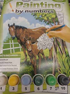 Kreatívny set na maľovanie - Kôň a žriebätko  (set na maľovanie podľa čísel)