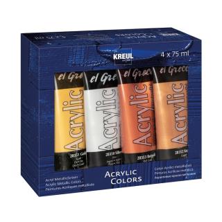 Metalické akrylové farby El Greco - Kreul / sada 4 x 75 ml