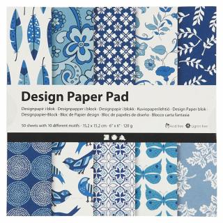 Papier na scrapbooking blue / 15.2 x 15.2 cm - 50 listov (kreatívne papiere)