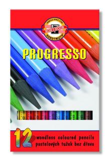 Sada pastelových ceruziek v laku PROGRESSO / 12 dielna (pastelové ceruzky KOH-I-NOOR)