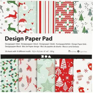 Scrapbookingový papier | Vianočný motív 50 listov 15,2 x 15,2 cm (podložka s kreatívnymi papiermi)