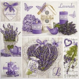 Servítky na dekupáž Lavender Collage - 1 ks