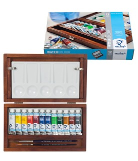 Akvarelové farby Van Gogh - drevený box 24 kalíškov