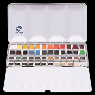 Akvarelové farby Van Gogh - set 48 kalíškov plech (Royal Talens Van Gogh akvarelové farby sady)