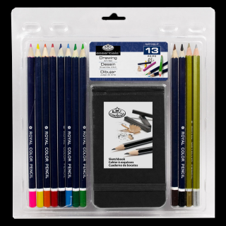 Farebné ceruzky so sketchbookom Royal Langnickel - sada 13 ks