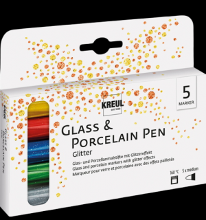 KREUL Glitrová sada markerov na sklo a porcelán 5 ks (marker na sklo a porcelán)