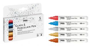 Kreul marker na sklo a porcelán Metallic medium set 5ks (fixky na sklo a porcelán)