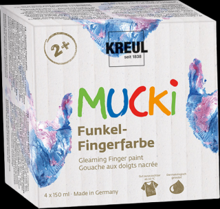 KREUL Metalická sada prstových farieb MUCKI 4 x 150 ml (Sada farieb pre deti)