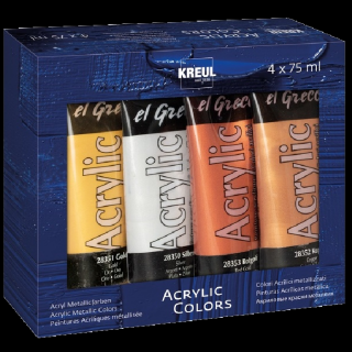 KREUL Sada akrylových metalických farieb El Greco 4 x 75 ml (Sada akrylových metalických farieb El Grecco 4x75ml)