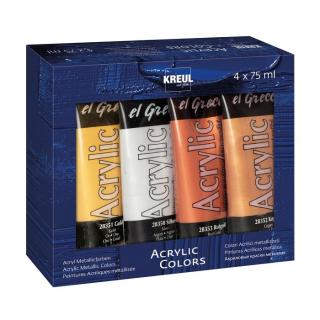 Kreul Sada akrylových metalických farieb El Greco 4x75ml (Sada akrylových metalických farieb El Grecco 4x75ml)