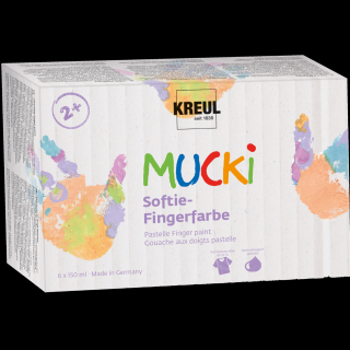 KREUL Sada jemných prstových farieb MUCKI 6 x 150 ml (Sada farieb pre deti)