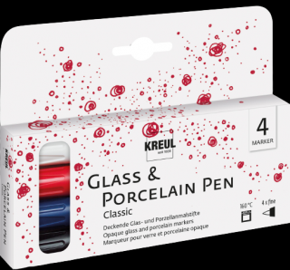 KREUL Sada markerov na sklo a porcelán Classic Fine 4 ks (Perá na sklo a porcelán)