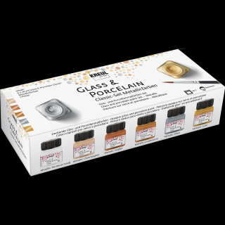 KREUL Sada metalických farieb na sklo a porcelán - 6 x 20 ml (Farby na sklo a porcelán)