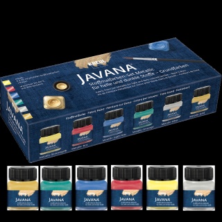 KREUL Sada metalických farieb na textil Javana - 6 x 20 ml (metalické farby na látky)