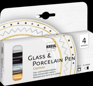KREUL Sada metalických markerov na sklo a porcelán Glamour 4 ks (Metalické fixy na sklo a porcelán)