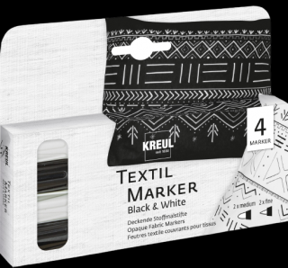 KREUL Sada popisovačov na textil Opaque - Black and White 4 ks (Fixky na textil)