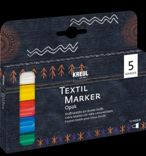 KREUL Sada popisovačov na textil Opaque Medium - 5 ks (Fixky na textil)