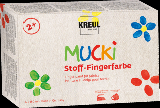 KREUL Sada prstových farieb na textil MUCKI 6 x 150 ml (farby pre deti)