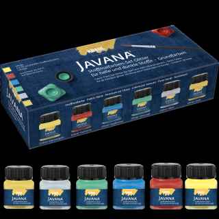 KREUL Sada trblietavých farieb na textil Javana - 6 x 20 ml (metalické farby na látky)