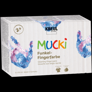 KREUL Sada trblietavých prstových farieb MUCKI 6 x 150 ml (Sada farieb pre deti)
