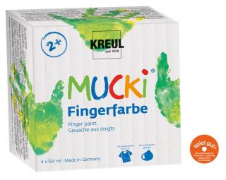 KREUL Základná sada prstových farieb MUCKI 4 x 150 ml (Sada farieb pre deti)