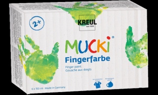 KREUL Základná sada prstových farieb MUCKI 6 x 150 ml (Sada farieb pre deti)