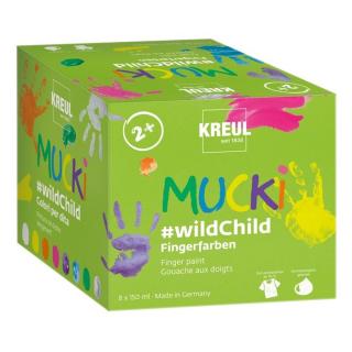 Prémiová sada prstových farieb Kreul MUCKI #wildChild 8x150ml (sada prstových farieb pre deti)