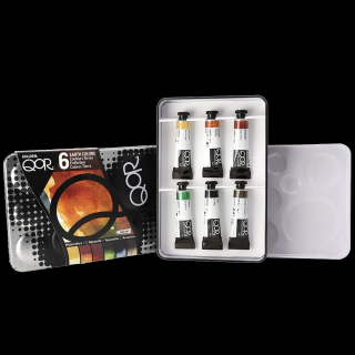 QOR Sada akvarelových farieb - 6 x 5 ml - EARTH COLOURS (QoR earth colors 6 Set by GOLDEN )
