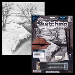 Royal &amp; Langnickel sada na skicovanie s motívom - Zimný potok (Royal Langnickel set na skicovanie podľa predlohy)