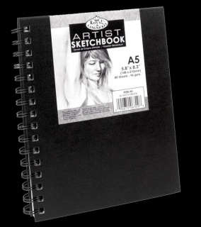 Royal Langnickel black sketch book - A5, 80 listov - RSB-A5 (Čierny skicár Royal 80 listov papiera (96 g/m2))