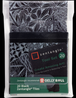 Sada čiernych kartičiek SAKURA Zentagle Gelly Roll - sada 20 kusov (SAKURA Zentangle Gelly Roll)