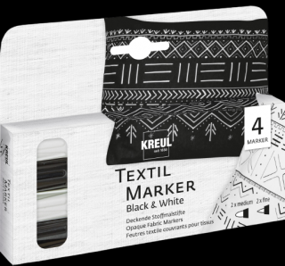 Sada popisovačov na textil Kreul Opaque - Black and White - 4ks (Fixky na textil)