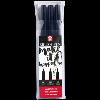 Sakura Pigma Brush fixy - sada 3 ks (Sakura Pigma Brush fixy - sada 3 ks)