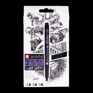 Sakura Pigma Micron Black Edition sada 3 ks + puzdro zdarma (Sakura Pigma Micron Black Edition sada 3 ks + puzdro zdarma)