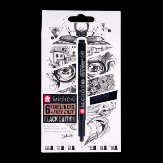 Sakura Pigma Micron Black Edition sada 6 ks + puzdro zdarma (Sakura Pigma Micron Black Edition sada 6 ks + puzdro zdarma)