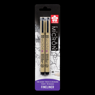Sakura Pigma Micron® čierne technické perá 05 - 2ks (Sakura Pigma Micron® čierne technické perá 05 - 2ks)