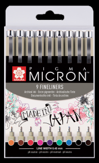 SAKURA Pigma® Micron Fineliners perá - sada 9 ks (SAKURA Pigma® Micron Fineliners perá - sada 9 ks)