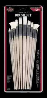 Štetce s prírodnými vlasmi mix - 12 dielny set - White Bristle set 9600 (Štetce Royal Langnickel White Bristle set 9600)