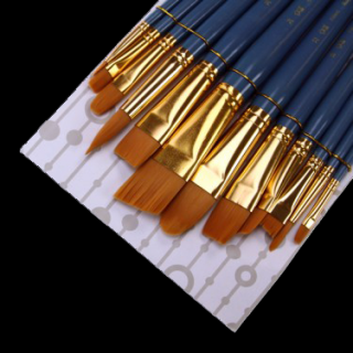 Štetce so syntetickými vlasmi mix - 12 dielny set - RSET-9306 (Štetce Royal Langnickel Gold Taklon angular medium)