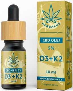 Herbalus CBD olej 5% - s vitamínmi D3 + K2