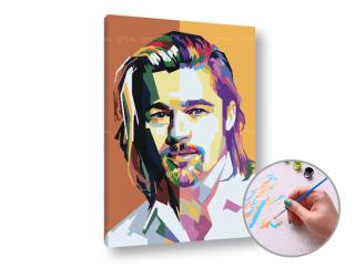 Maľovanie podľa čísel na plátno BRAD PITT –  nízka náročnosť 60x40 cm (Sada na maľovanie podľa čísel ARTMIE)