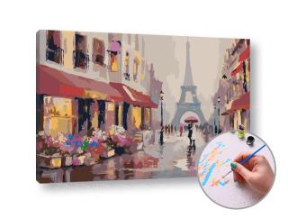 Maľovanie podľa čísel na plátno DÁŽĎ V PARÍŽI – nízka náročnosť 60x40 cm (Sada na maľovanie podľa čísel ARTMIE)
