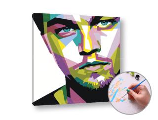 Maľovanie podľa čísel na plátno LEONARDO DICAPRIO –  nízka náročnosť 50x50 cm (Sada na maľovanie podľa čísel ARTMIE)