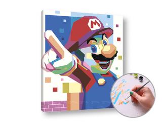 Maľovanie podľa čísel na plátno SUPER MARIO  – nízka náročnosť (Sada na maľovanie podľa čísel ARTMIE)