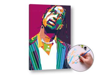 Maľovanie podľa čísel na plátno TRAVIS SCOTT –  nízka náročnosť 60x40 cm (Sada na maľovanie podľa čísel ARTMIE)