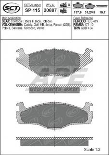 Brzdové platničky Pex 7.066 (Šírka 137.9mm  Výška 51,2/49mm  Hrúbka 19.7mm Kartón: 10ks)