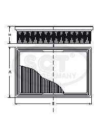 Vzduchový filter SB2126 (cross-ref.: C3383/1) (Dĺžka - 325  mm    x Šírka - 134,5  mm   x  Výška - 42  mm)