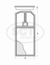 Vzduchový filter SB2222 (cross-ref.: 17220RAAA01) (Dĺžka - 340  mm    x Šírka - 150  mm   x  Výška - 45  mm)